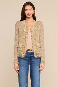 Mireille Fringe Trim Cardigan Natural