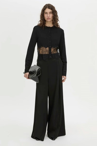 Tops: Cayana Lace Knit Cardigan Black