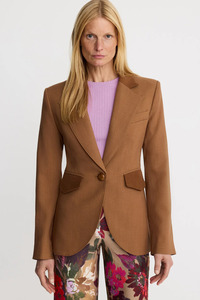 Jackets And Coats: Blocked Seamed Blazer Saddle