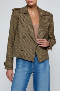 Xoey Cropped Trench Brown/ Black Glen Check