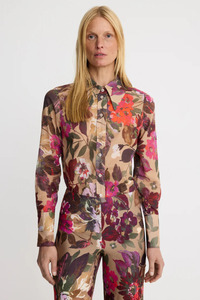 Smythe: Point Collar Shirt Tan Floral