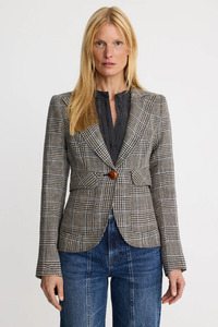 Smythe: Patch Pocket One Button Blazer Classic Glen Check