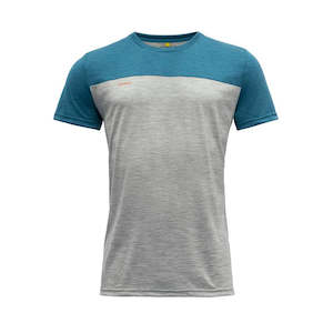 Mens Wooltshirt Clothing: NORANG MAN TEE GREY MELANGE/BLUE MELANGE
