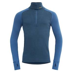EXPEDITION MERINO SILK MAN ZIP NECK FLOOD/BLUE