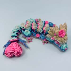 3d Printed Dragons: Baby Rose Heart dragon with Clicker Tail