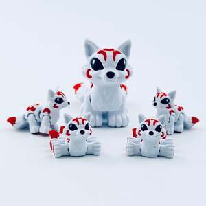 3d Printed Epic Creatures: Mini Kitsune Articulated 3D Printed Fox | Flexible Fidget Toy & Fantasy Collectible