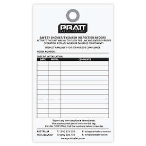 Shower Eyewash Accessories: Pratt Shower And Eye Wash Test Tag - Pack Of 10