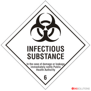Class Labels: Class 6.2 Infectious Substance Labels – 100mm x 100mm | Roll of 500
