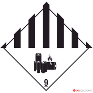 Class 9 Lithium Battery or Sodium Ion Battery Labels – 100mm x 100mm | Roll of 500