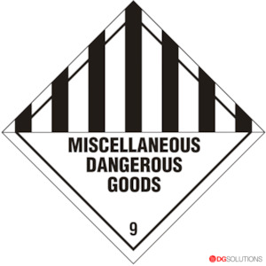 Class Labels: Class 9 Miscellaneous Dangerous Goods Labels – 100mm x 100mm | Roll of 500