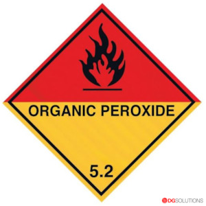 Class Labels: Class 5.2 Organic Peroxide Labels – 100mm x 100mm | Roll of 500