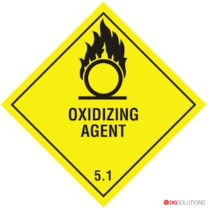 Class Labels: Class 5.1 Oxidizing Agent Labels – 100mm x 100mm | Roll of 500