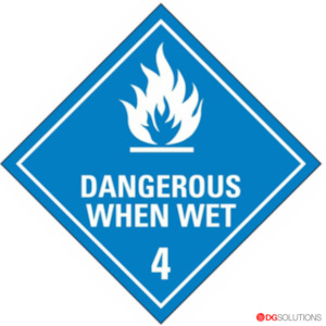 Class 4.3 Dangerous When Wet Labels – 100mm x 100mm | Roll of 500