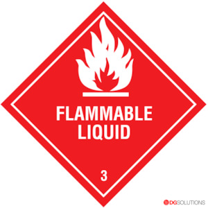 Class Labels: Class 3 Flammable Liquid Labels – 100mm x 100mm | Roll of 500