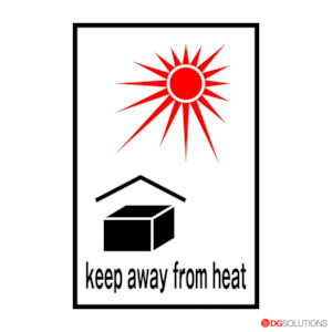 Keep Away From Heat Labels – 74mm x 105mm | Roll of 500