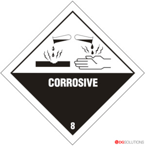 Class 8 Corrosive Container Label – Compliant DG Placard