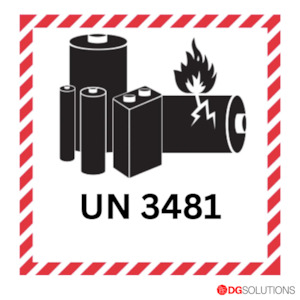 Handling Labels: UN3481 Lithium Battery Mark Labels – 100mm x 100mm | Roll of 500