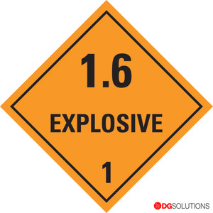 Class Labels: Class 1.6 Explosive Labels – 100mm x 100mm | Roll of 500