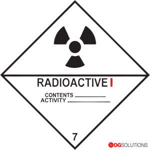 Class Labels: Class 7 Radioactive Category I Labels – 100mm x 100mm | Roll of 500