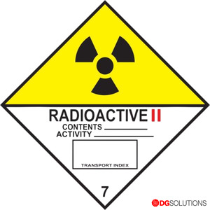Class Labels: Class 7 Radioactive Category II Labels – 100mm x 100mm | Roll of 500