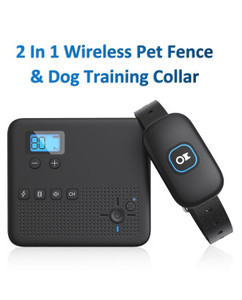 2 In 1 Electric Pet Fence with two Dog Training Rechargeable Collars