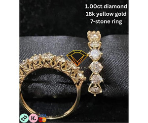 Products: 1.0ct Diamond 18k Yellow Gold 7-stone Ring Diamante NZ