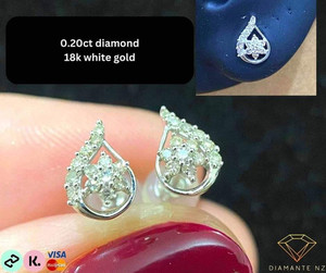 Products: 0.20ct Diamond 18k White Gold Earring Diamante NZ