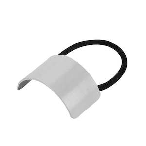 Dansk Smykkekunst: Graphic Rectangle Silver Ion Plated 4.5Cm X 2.5Cm Hair Elastic
