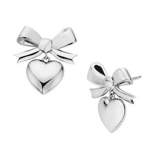 Karen Walker: Karen Walker Superlove Bow Earrings Silver