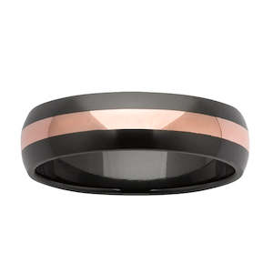 9Ct Rose Gold & Black Zirconium Wedder Band