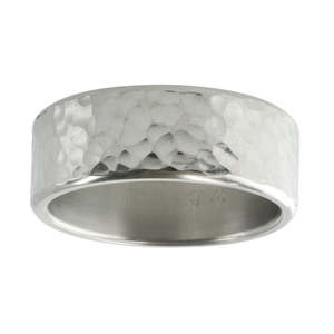 Titanium Wedder Flat Hammered Band