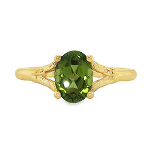 Rings: 10ct Yellow Gold Oval Peridot (8x6mm) Infinity Ring