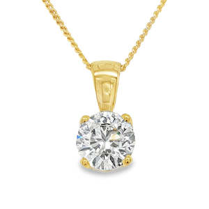 Pendants Necklaces: 9ct Yellow Gold 1.00ct Lab Grown Round Diamond Pendant