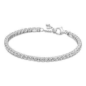 Bracelets: Pandora Bracelet With Clear Cubic Zirconia - Size 20