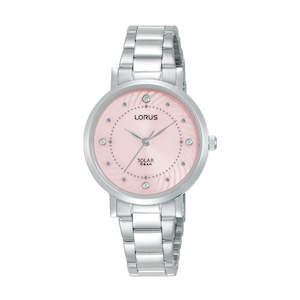 Watches: Ladies Solar Light Pink Sunray Dial Watch