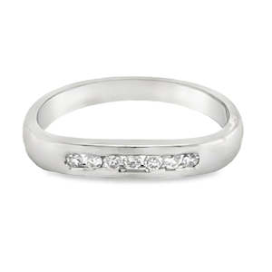 Womens Jewellery: 18Ct White Gold Diamond Channel Set Curved Eternity Ring