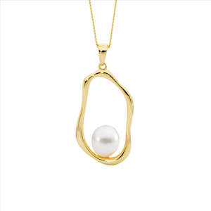 Ss Open Oval Pendant W/ Freshwater Pearl, Gold Plating Ss Open Oval Pendant W/ F&hellip;