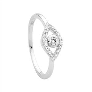 Fashion Rings: Sterling Silver Wh Cz Bezel Set Evil Eye Ring