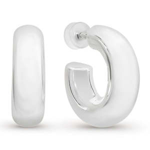 Valentines Day: Silver Doughnut Ring Hoop Earrings