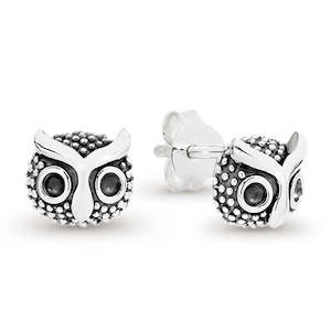 Valentines Day: Silver Owl Stud Earrings