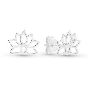 Valentines Day: Silver Lotus Flower Stud Earrings