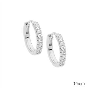 Ellani Sterling Silver Hoop Earrings With Cz