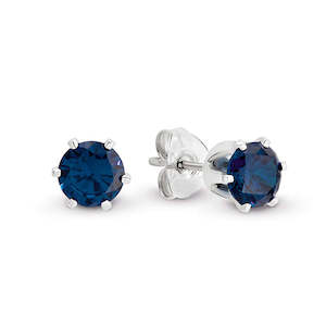 Valentines Day: Sterling Silver Blue Cz Stud Earrings