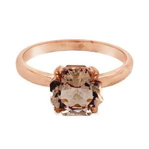Coloured Stone Rings 1: 9ct Rose Gold Octagonal Cut 8mm Pink Morganite Ring