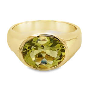 Coloured Stone Rings 1: 9ct Yellow Gold Green Golden Quartz Ring