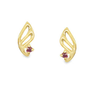 Earrings 9ct Yellow Gold Garnet