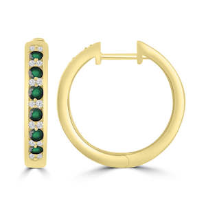 9ct Yellow Gold 0.10Ct HI/I1 Diamond Emerald Earrings