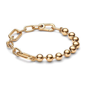 14K Gold-Plated Bead And Link Bracelet