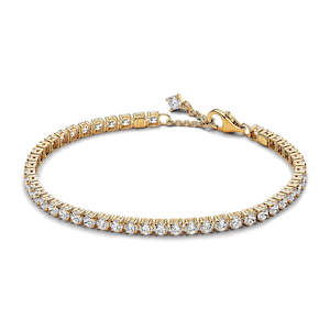 14K Gold-Plated Tennis Bracelet With Clear Cubic Zirconia