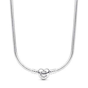 Pandora Pendants: Snake Chain Sterling Silver Necklace With Heart Clasp